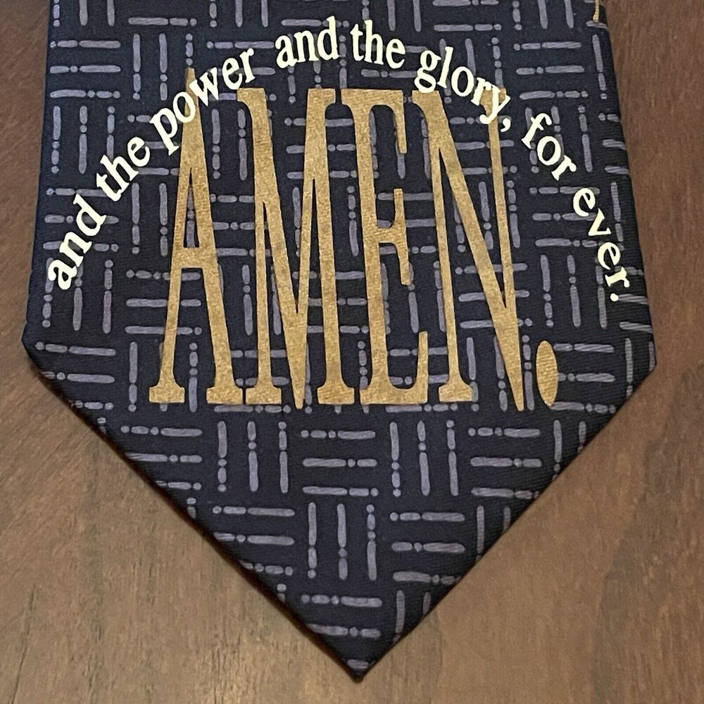 Vintage Eagle 100% Silk Men’s Neck Tie Made In China Lord’s Prayer Print ￼